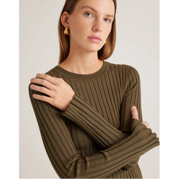 Quince Sweaters - Quince‎ Cotton Cashmere ribbed long sleeve sweater olive